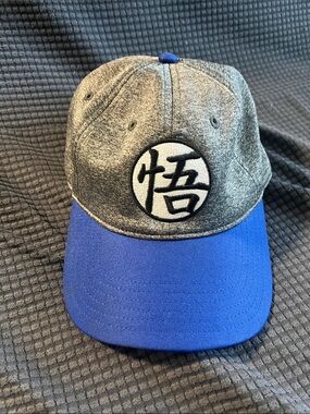 Gray and Blue Baseball Cap with Kanji Patch